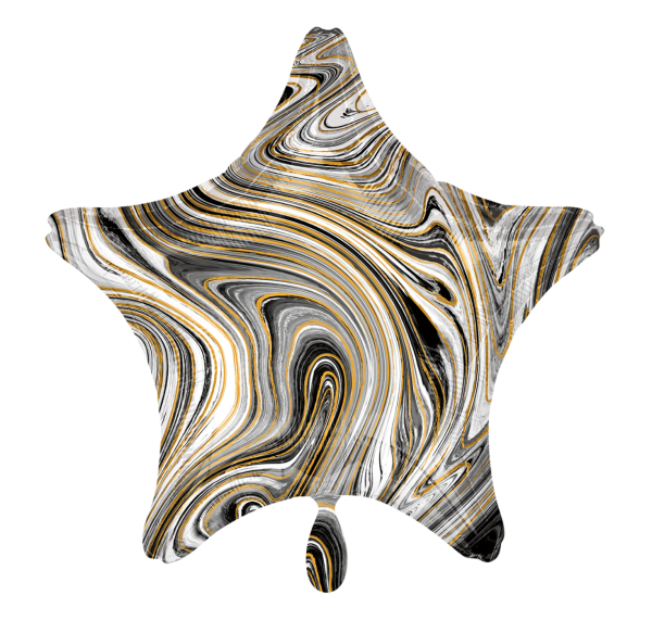 Folienballon - Stern Schwarz Marblez- ø 43cm